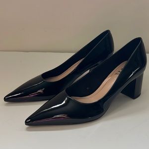Zara patent leather long pointy  block heels